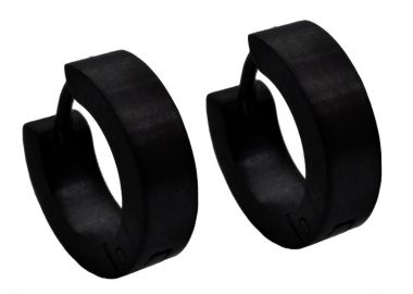 Jt Unisex ατσάλινα σκουλαρίκια κρίκοι μικροί πλατιοί 14mm Μαύρο - JT - 