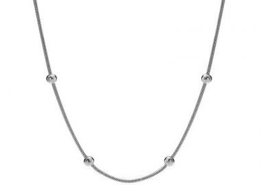 JT Unisex ατσάλινη αλυσίδα λαιμού φίδι με μπίλιες Ασημί - JT - 