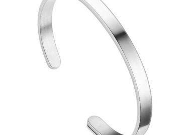 JT Unisex ατσάλινο ανοιχτό βραχιόλι χειροπέδα με χάραξη Ασημί - JT - 