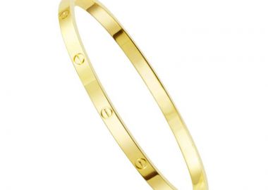 Jt Unisex ατσάλινο βραχιόλι χειροπέδα βίδα λεπτό Χρυσό - JT - 