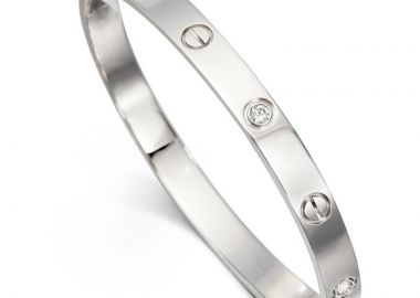 JT Unisex ατσάλινο βραχιόλι χειροπέδα βίδα με κρύσταλλα Ασημί - JT - 