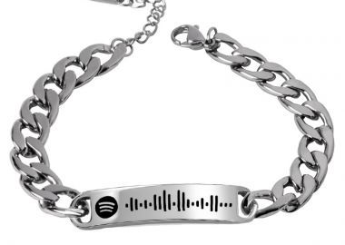 Jt Unisex ατσάλινο βραχιόλι ταυτότητα με Spotify code Γυναικείο - Φαρδύ - JT - 