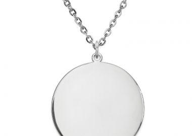 Jt Unisex ατσάλινο κολιέ φλουρί με επιλογή χάραξης Ασημί - JT - 