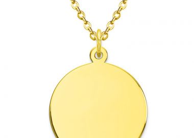 Jt Unisex ατσάλινο κολιέ φλουρί με επιλογή χάραξης Χρυσό - JT - 