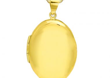 Jt Unisex ατσάλινο κολιέ οβάλ για φωτογραφια ( και με χάραξη) Χρυσό - JT - 