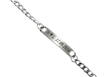 Jt Unisex λεπτό ατσάλινο βραχιόλι ταυτότητα με επιλογή χάραξης Ασημί - JT - 
