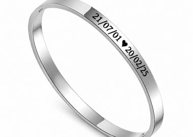 JT Unisex οβάλ ατσάλινο βραχιόλι χειροπέδα με επιλογή χάραξης Ασημί - JT - 