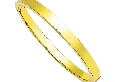 JT Unisex οβάλ ατσάλινο βραχιόλι χειροπέδα με επιλογή χάραξης Χρυσό - JT - 