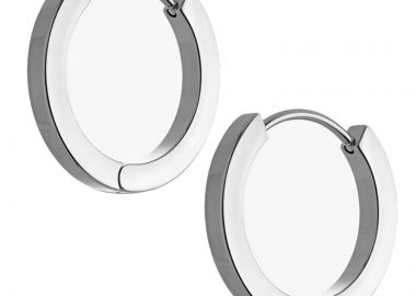 Jt Unisex σκουλαρίκια κρίκοι λεπτοί τετραγωνισμένοι ατσάλι Ασημί - JT - 