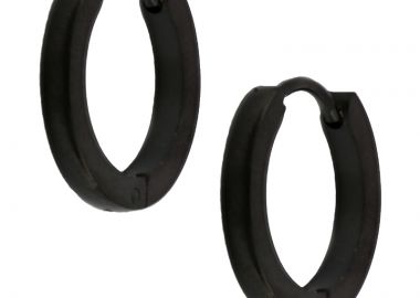 Jt Unisex σκουλαρίκια κρίκοι λεπτοί τετραγωνισμένοι ατσάλι Μαύρο - JT - 