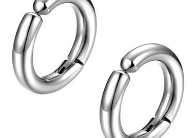 Jt Unisex σκουλαρίκια κρίκοι με κλιπ ατσάλι Ασημί - JT - 