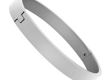 JT Unisex στρογγυλό ατσάλινο βραχιόλι χειροπέδα για χάραξη Ασημί - JT - 