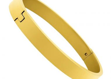 JT Unisex στρογγυλό ατσάλινο βραχιόλι χειροπέδα για χάραξη Χρυσό - JT - 