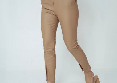 Justine skinny γυναικείο κροκό δερματίνη παντελόνι με φερμουάρ - SOU - 