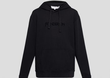 JWANDERSON Ανδρικό Μαύρο Logo Embroidery Hoodie - JWANDERSON - 