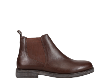 Καφέ ανδρικό δερμάτινο μποτάκι - MIGATO - 