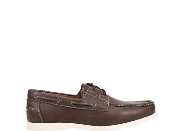 Καφέ ανδρικό παπούτσι boat shoe - MIGATO - 