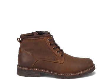 Καφέ δερμάτινο ανδρικό μποτάκι - MIGATO - 