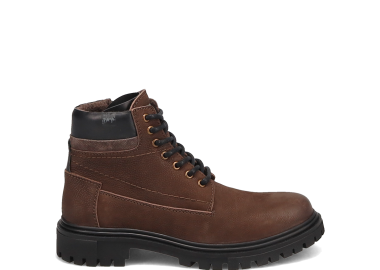 Καφέ δερμάτινο ανδρικό μποτάκι - MIGATO - 