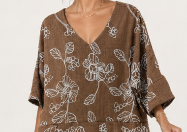 ΚΑΦΕ ΚΕΝΤΗΤΗ OVERSIZE ΜΠΛΟΥΖΑ LINEN-LOOK - Anna Raxevsky - 