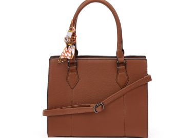 Καφέ τσάντα ώμου με διακοσμητικό μαντήλι ΚΑΦΕ - Tsoukalas - 