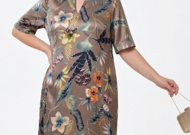 Καφτάνι κρεπ σατεν floral plus size -  - 