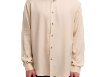 KAGAWA MAO COLLAR LONGSLEEVE REGULAR FIT SHIRT MEN ROYAL DENIM - ROYAL DENIM - 