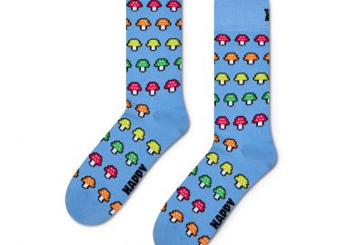 Κάλτσες ανδρικές Happy Socks Γαλάζιο P003648 Mushroom Stripe Sock 100 - Happy Socks - 