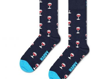 Κάλτσες γυναικείες Happy Socks Μπλε P001504 Glass Of Wine Sock 100 - Happy Socks - 