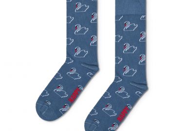 Κάλτσες γυναικείες Happy Socks Μπλε P003597 Swan Natural Dye Sock 100 - Happy Socks - 
