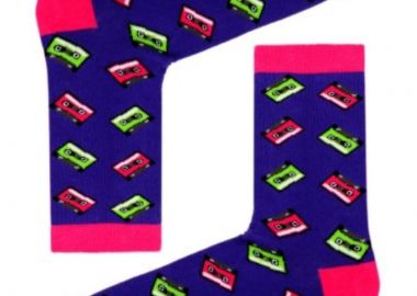 Κάλτσες με σχέδιο κασέτα μοβ unisex - chetic socks - 