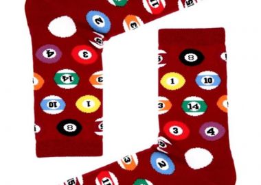 Κάλτσες με σχέδιο μπάλες μπιλιάρδου σε μπορντό unisex - chetic socks - 