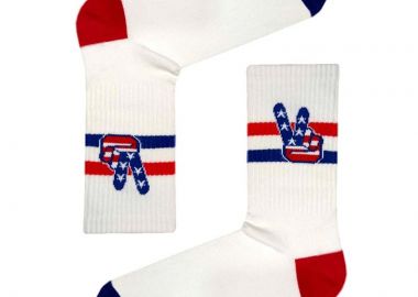 Κάλτσες με σχέδιο peace λευκό unisex - chetic socks - 
