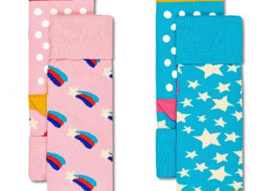 ΚΑΛΤΣΕΣ ΠΑΙΔΙΚΕΣ ΑΝΤΙΟΛΙΣΘΗΤΙΚΕΣ 2-PACK KIDS SHOOTING STAR ANTI-SLIP ΠΟΛΥΧΡΩΜΟ - HAPPY SOCKS - 