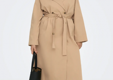 Καμπαρντίνα μπεζ σταυρωτή maxi με leopard φόδρα -  - 