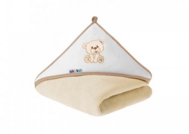 Κάπα Βαμβακερή-Terry 100x100εκ. Αρκουδάκι Κρεμ akuku A1252 - akuku - 