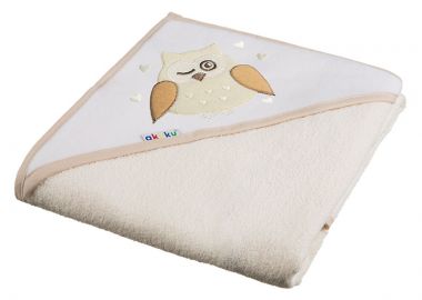 Κάπα Βαμβακερή-Terry 100x100εκ. Κουκουβάγια Κρεμ akuku A1241 - akuku - 