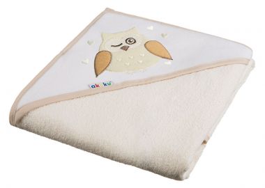 Κάπα Βαμβακερή-Terry 80x80εκ. Κουκουβάγια Κρεμ akuku A1231 - akuku - 