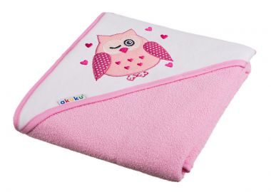 Κάπα Βαμβακερή-Terry 80x80εκ. Κουκουβάγια Ροζ akuku A1233 - akuku - 
