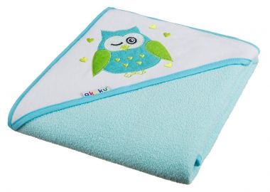 Κάπα Βαμβακερή-Terry 80x80εκ. Κουκουβάγια Σιέλ akuku A1236 - akuku - 