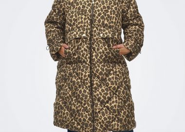 Καπιτονέ maxi μπουφάν με τσέπες σε λεοπάρ χρώμα -  - 