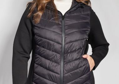 Καπιτονέ μπουφάν με κουκούλα και ελαστικά μανίκια -  - 