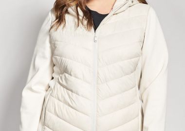 Καπιτονέ μπουφάν με κουκούλα και ελαστικά μανίκια -  - 