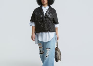 Καπιτονέ τζάκετ με κοντό μανίκι - MAT FASHION - 