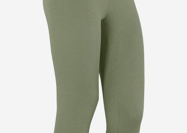 Κάπρι cotton κολάν με λάστιχο σε χακί χρώμα -  - 