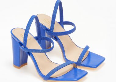 Καρέ πέδιλα με ελαστικά λουράκια - Μπλε - Issue - 