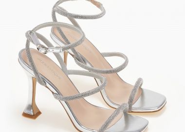 Καρέ πέδιλα με λουράκια glitter - Ασημί - Issue - 