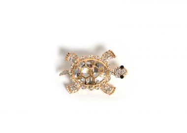Καρφίτσα χελώνα με πολύχρωμα strass - MAT FASHION - 