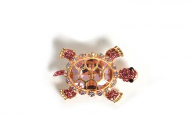 Καρφίτσα χελώνα με πολύχρωμα strass - MAT FASHION - 