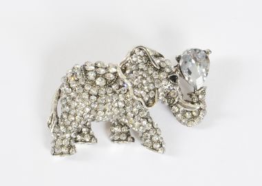 Καρφίτσα ελεφαντάκι με στρας - MAT FASHION - 